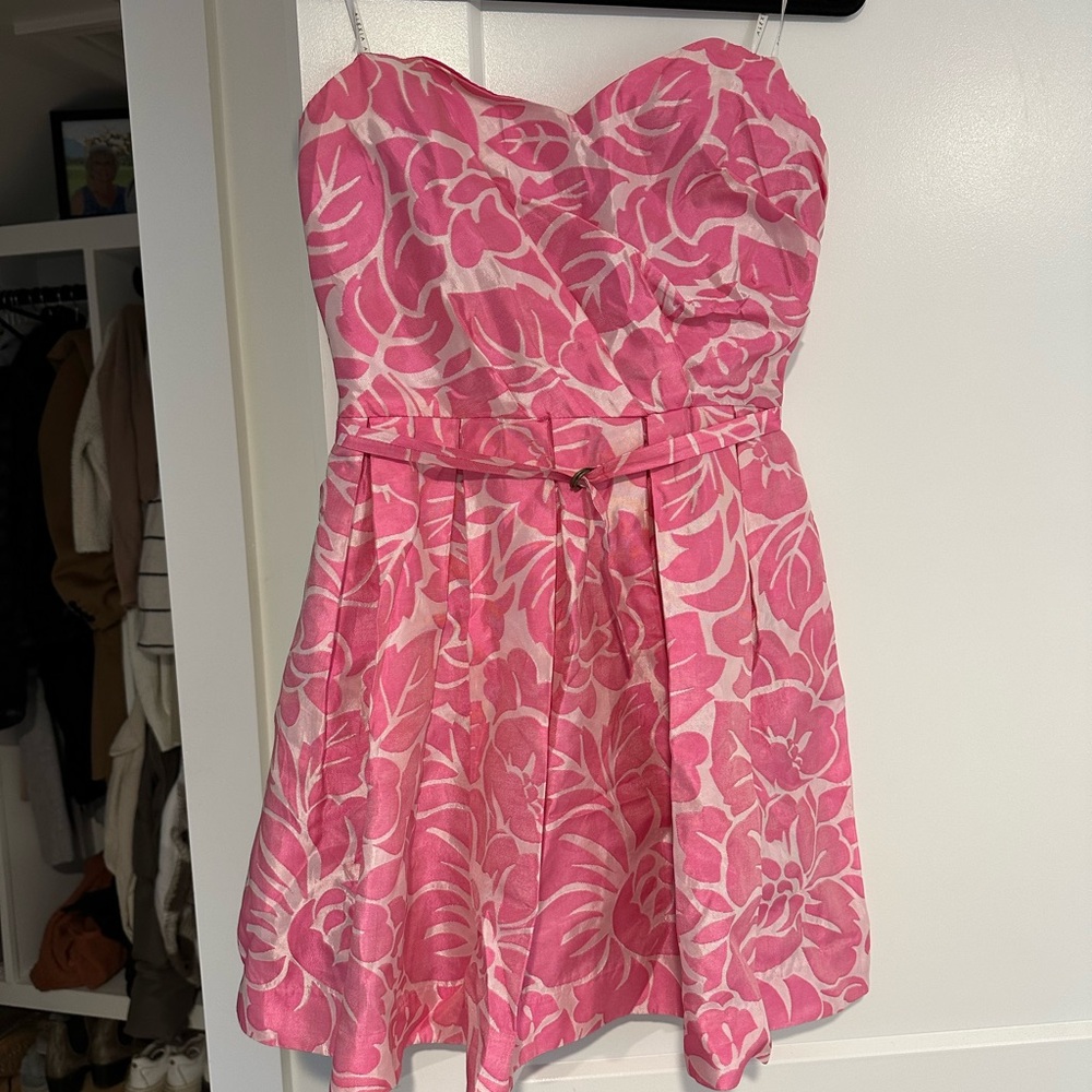 Alexia Admor Pink Floral Strapless Mini Dress